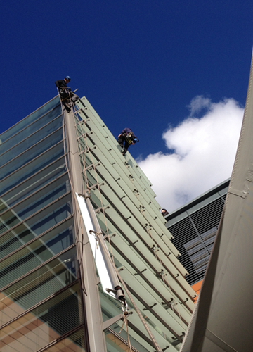 Lifting of louvres with rope access
